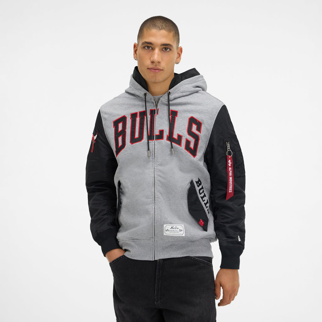 Alpha Industries x Philadelphia 76ers Gray MA-1 Full Zip Fleece Jacket