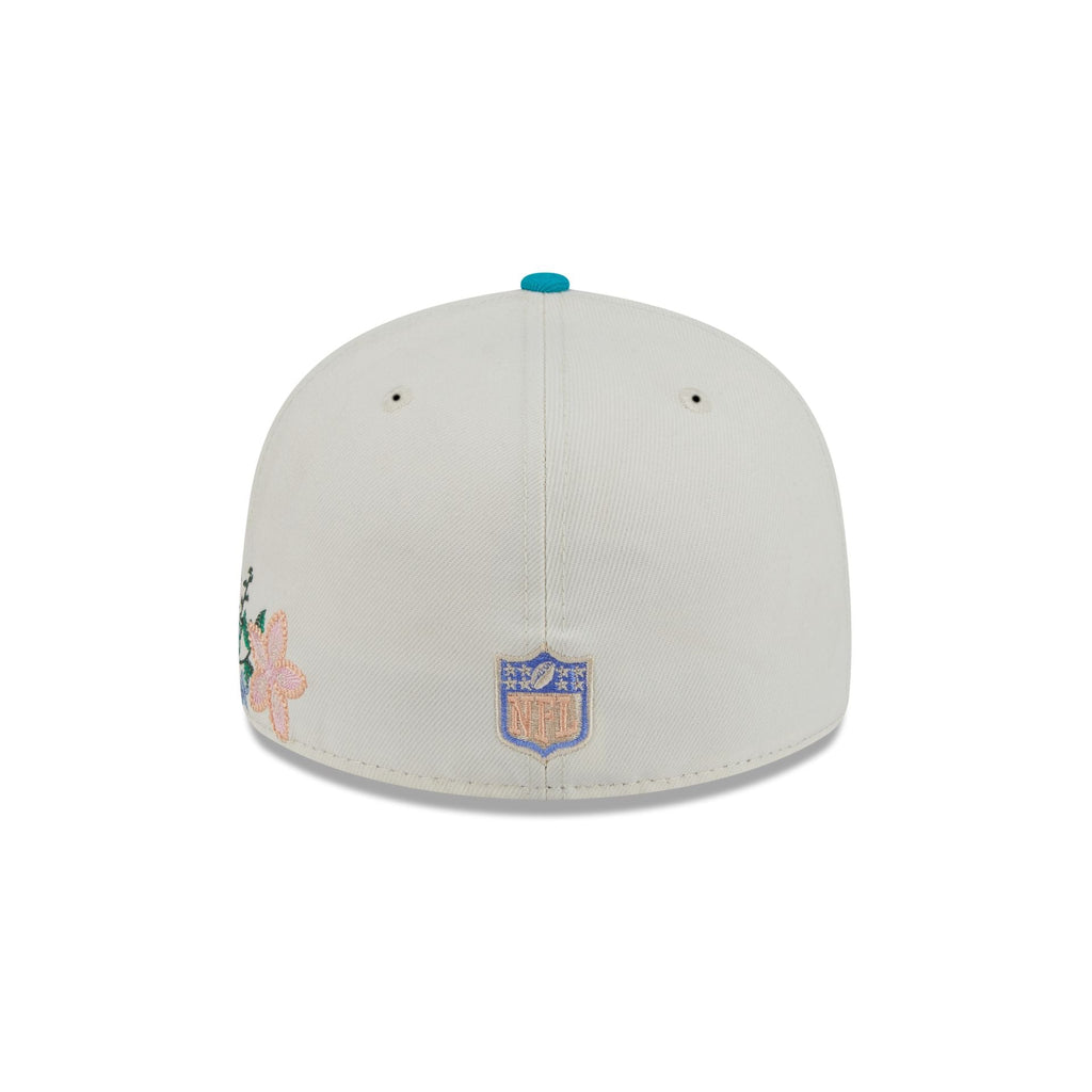 Miami Dolphins Tonal Florals White 59FIFTY Fitted Hat
