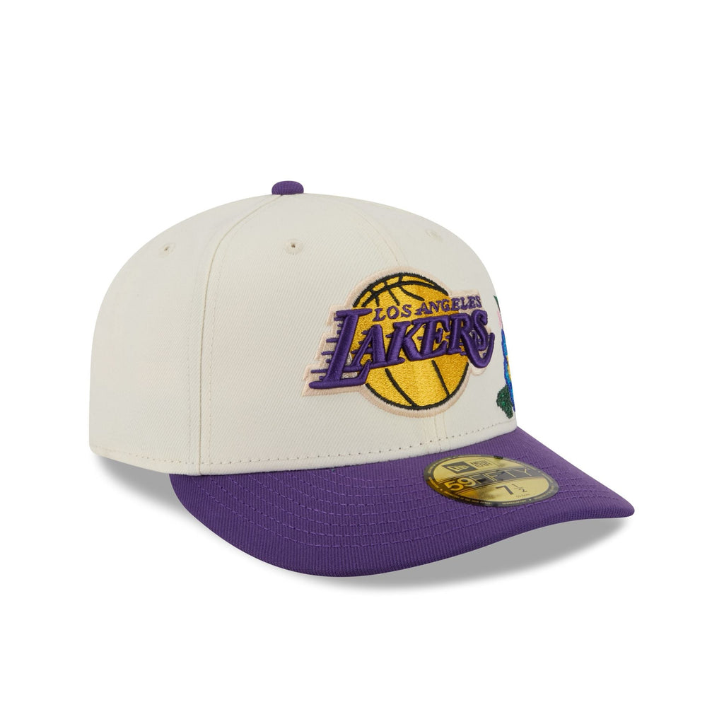 Los Angeles Lakers Tonal Florals White 59FIFTY Fitted Hat