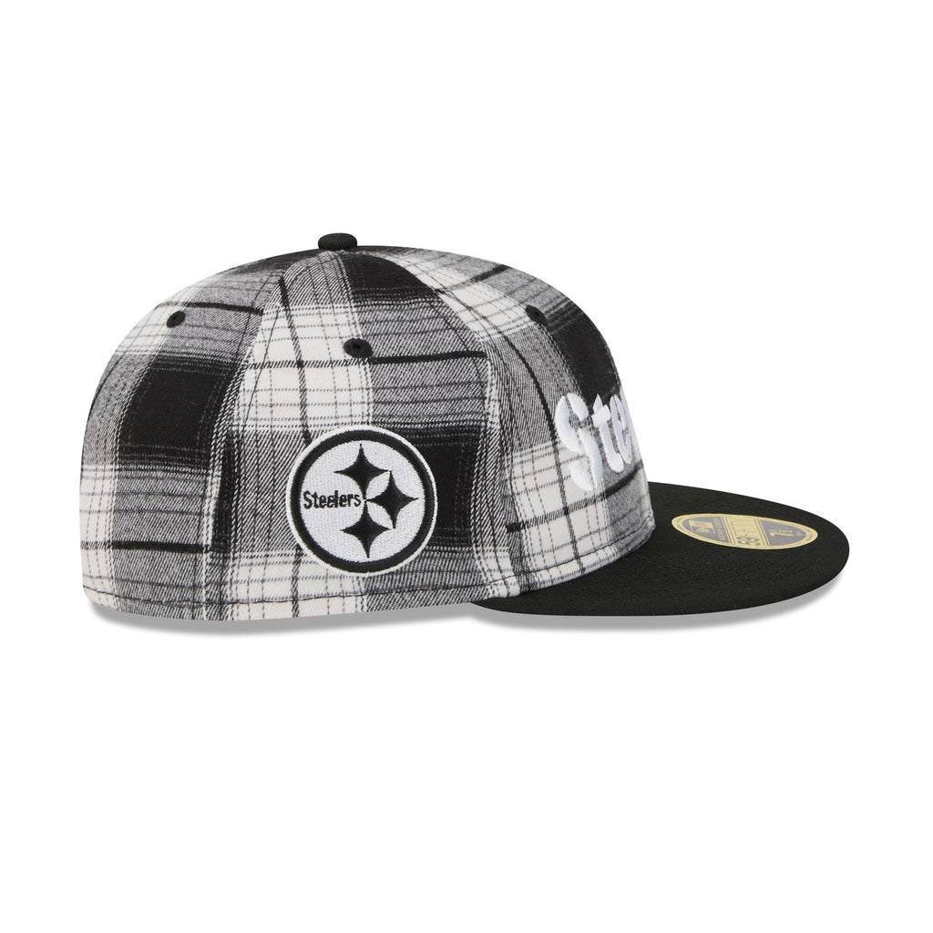 Pittsburgh Steelers Grunge Plaid Retro Crown 59FIFTY Fitted Hat