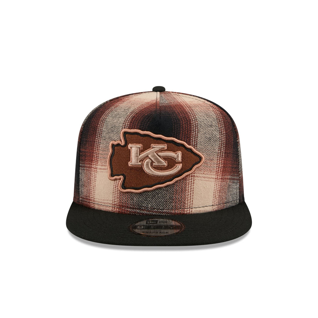 Kansas City Chiefs Grunge Plaid 9FIFTY A-Frame Adjustable Hat