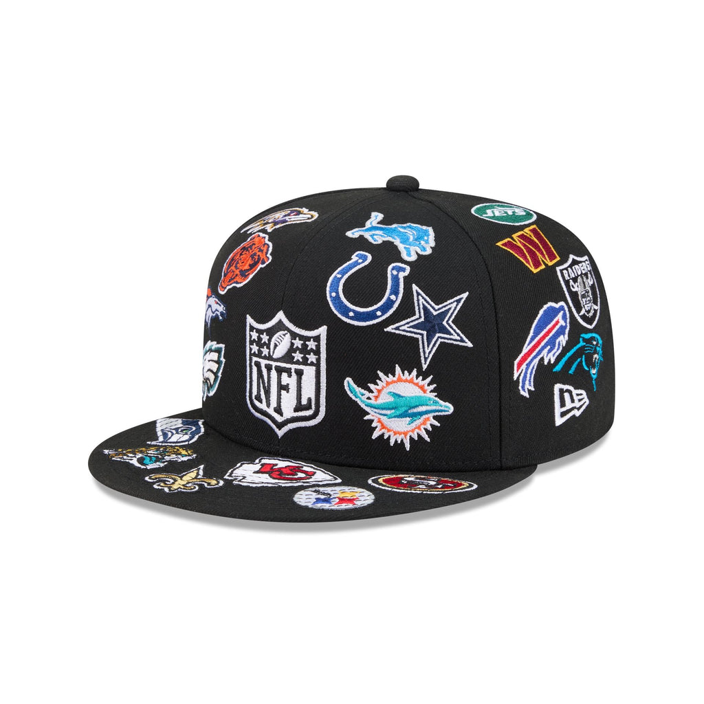 NFL All Over Logo Black 59FIFTY Fitted Hat