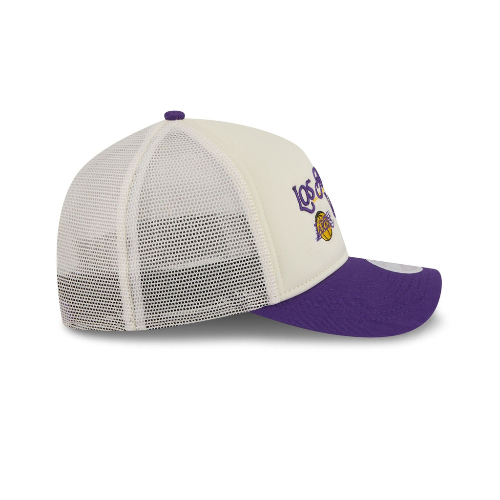 Los Angeles Lakers Retro Chrome Women's White 9FORTY M-Crown A-Frame Trucker Hat