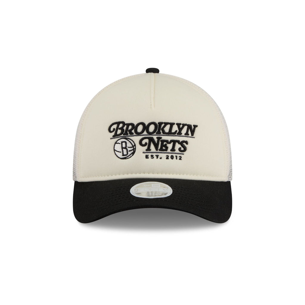 Brooklyn Nets Retro Chrome Women's White 9FORTY M-Crown A-Frame Trucker Hat