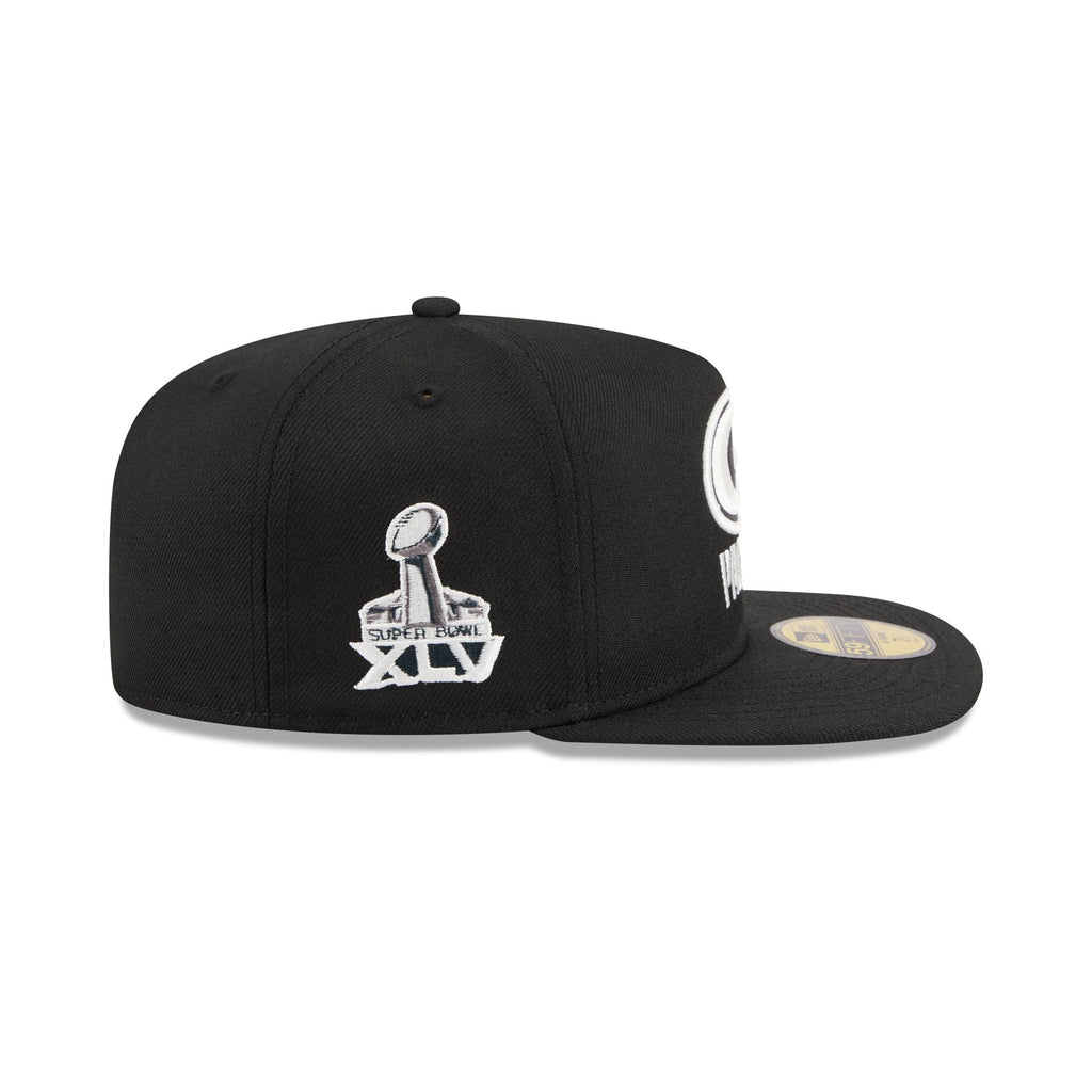 Just Caps Chiseled Logo Green Bay Packers 59FIFTY A-Frame Fitted Hat