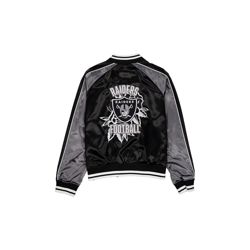 Las Vegas Raiders Women's Floral Satin Varsity Jacket