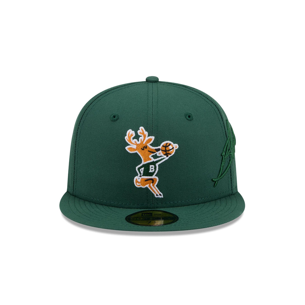 Milwaukee Bucks Side Script 59FIFTY Fitted Hat