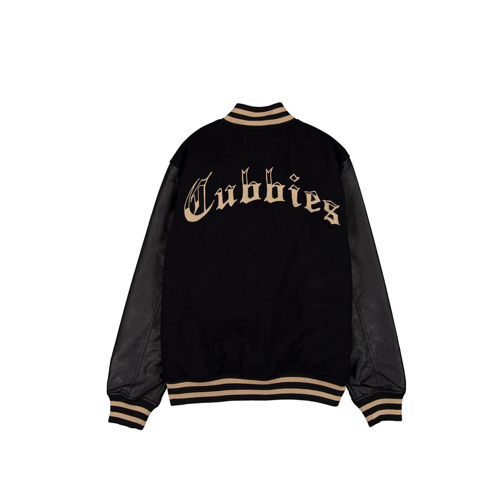 Chicago Cubs Gothic Lettering Black Wool Varsity Jacket