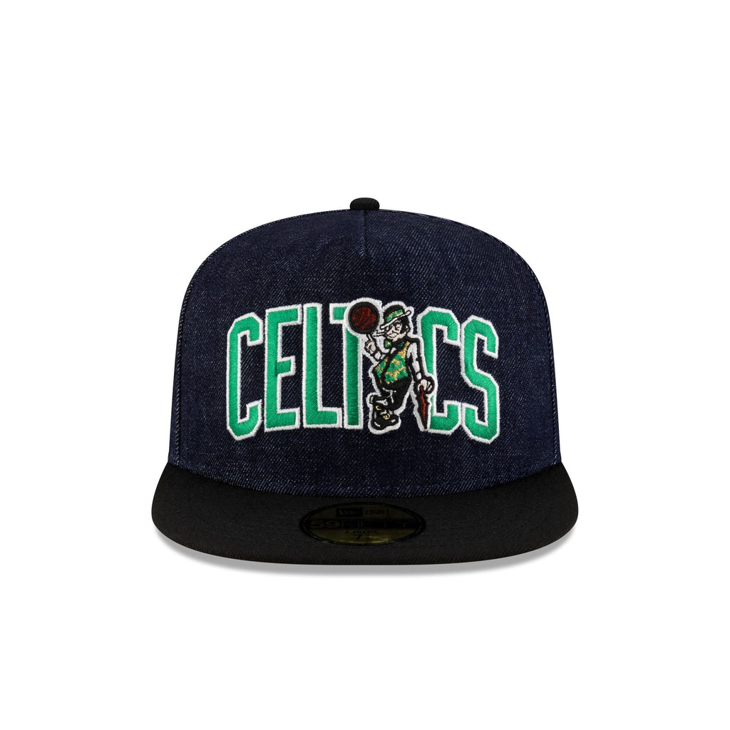 Boston Celtics Navy Denim 59FIFTY A-Frame Fitted Hat